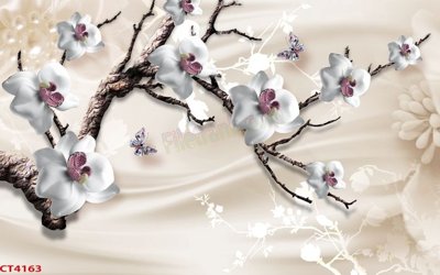 Tải file tranh File tranh hoa đào hoa mai tài lộc CT4163 (gốc) tại Filetranh.com