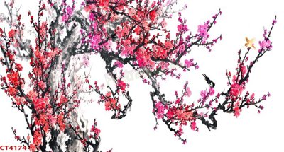 Cung cấp file tranh gốc File tranh hoa đào hoa mai tài lộc CT4174 độc quyền