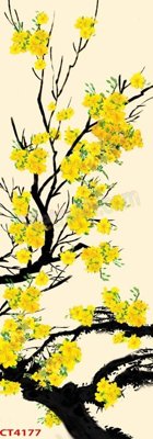 Chi tiết file ảnh File tranh hoa đào hoa mai tài lộc CT4177 sắc nét