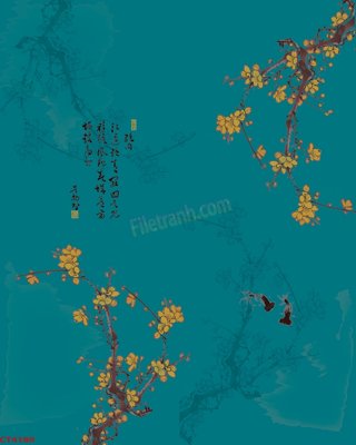 Tải file File tranh hoa đào hoa mai tài lộc CT4189 (ảnh gốc) in gạch 3D