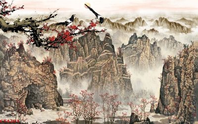 File tranh gốc File tranh hoa đào hoa mai tài lộc CT4201 (bản quyền) độc đáo