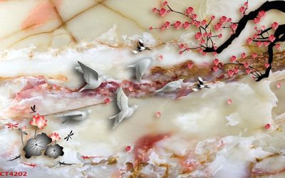 File gốc File tranh hoa đào hoa mai tài lộc CT4202 (PNG) chất lượng cao