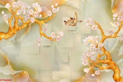 Download file gốc File tranh hoa đào hoa mai tài lộc CT4203 (độ nét cao)