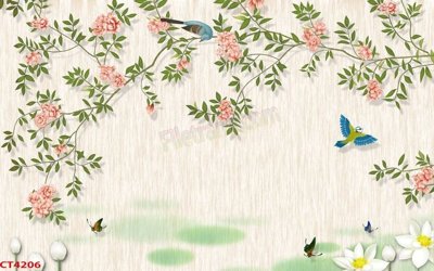 Download file gốc File tranh hoa đào hoa mai tài lộc CT4206 (in mica) trong suốt