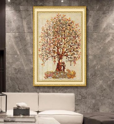 File in trần Tranh thần tài cây tiền CT442 (bản gốc) phong cảnh