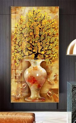 Ảnh gốc Tranh thần tài cây tiền CT453 (độ nét cao) in tráng gương