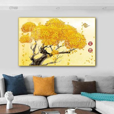 File gốc Tranh thần tài cây tiền CT469 (in 3D) cho trang trí
