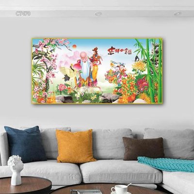 File tranh Tranh thần tài cây tiền CT470 (gốc) phong cách tối giản