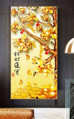 File gốc Tranh thần tài cây tiền CT487 (chuẩn màu) cho in offset