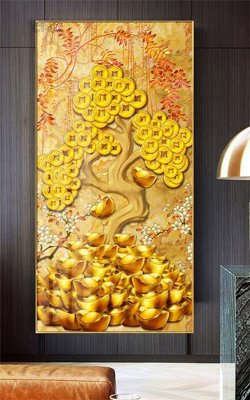 File PSD Tranh thần tài cây tiền CT492 (chất lượng in ấn)