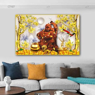 File PSD Tranh thần tài cây tiền CT497 (chất lượng in ấn)