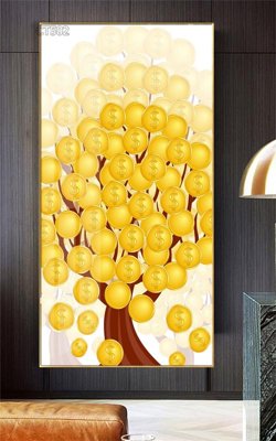 File in trần Tranh thần tài cây tiền CT502 (bản gốc) hoa văn