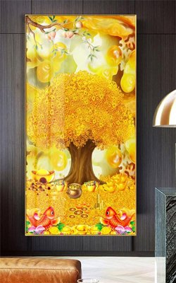 File gốc Tranh thần tài cây tiền CT520 (ảnh rõ nét) để in