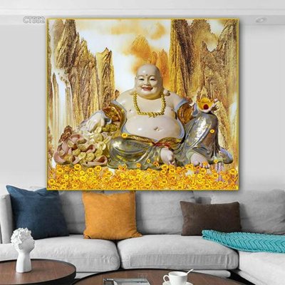 File gốc Tranh thần tài cây tiền CT552 (in tráng gương) hiện đại