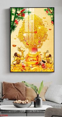 Chi tiết file tranh tráng gương File tranh cây tiền tài lộc CT708 (ảnh gốc)