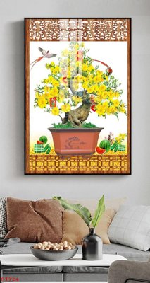 File gốc File tranh cây tiền tài lộc CT724 (dành cho trang trí nội thất)