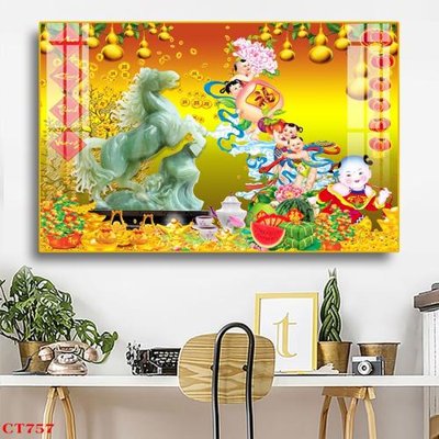 File in trần File tranh cây tiền tài lộc CT757 (file gốc) hoa văn 3D