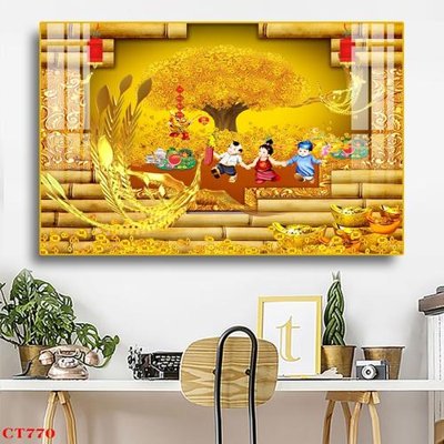 File gốc File tranh cây tiền tài lộc CT770 (in tráng gương) sang trọng