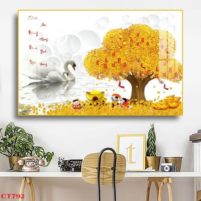 Tải file File tranh cây tiền tài lộc CT792 (ảnh gốc) in tranh kính