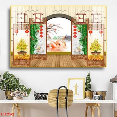 Hình ảnh file gốc in trần nhà File tranh cây tiền tài lộc CT793