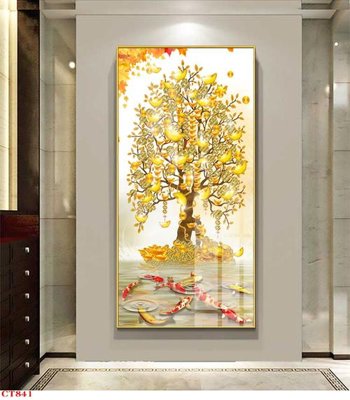 File tranh in tráng gương File tranh cây tiền tài lộc CT841 (siêu nét)