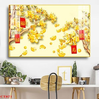 File gốc File tranh cây tiền tài lộc CT871 (in mica) làm bảng hiệu