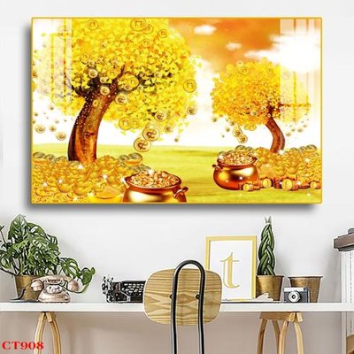 File gốc File tranh cây tiền tài lộc CT908 (chuẩn màu) cho in offset