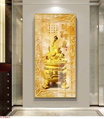 File gốc File tranh cây tiền tài lộc CT943 (in tráng gương) nghệ thuật