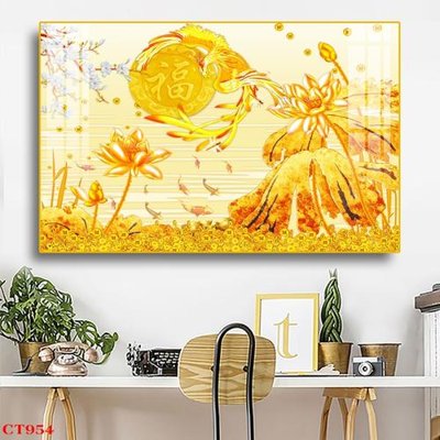 File gốc File tranh cây tiền tài lộc CT954 (in mica) trang trí