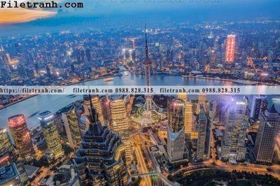 File tranh Canh dem thanh pho 186 (ảnh gốc) in trần nhà