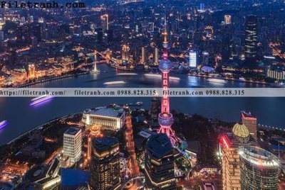 File in lụa Canh dem thanh pho 195 (hoa văn) Canh dem thanh pho 195