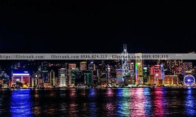 Download file gốc Canh dem thanh pho 233 (in lụa) tranh 3D