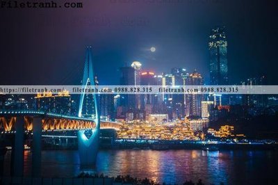 File tranh Canh dem thanh pho 234 (bản gốc) treo phòng ăn