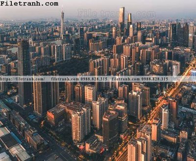 File tranh Canh dem thanh pho 395 (gốc) in trên kính