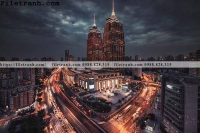 File in lụa Canh dem thanh pho 478 (phong cảnh) Canh dem thanh pho 478