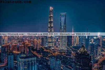 File gốc Canh dem thanh pho 523 (in lụa) trang trí tường