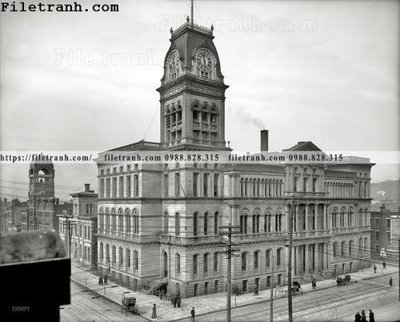 File gốc City Hall_ 1906 (in lụa) họa tiết 3D