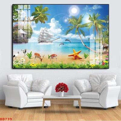 File tranh File gốc đại đương biển DD739 (gốc) in trên kính