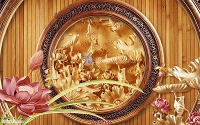 File gốc File tranh hoa sen điêu khắc DK144 (ảnh chi tiết) để in ấn