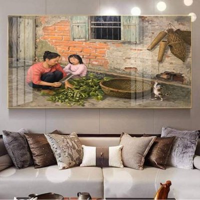 File gốc File tranh đồng quê DQ1045 (in tráng gương) hiện đại