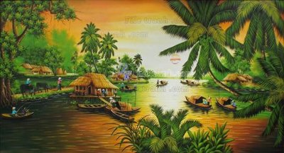 File gốc File tranh đồng quê DQ135 (in lụa) tranh mã đáo