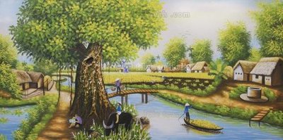 File gốc File tranh đồng quê DQ139 (in lụa) chi tiết cao