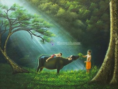 Download file gốc File tranh đồng quê DQ140 (in lụa) tranh 3D