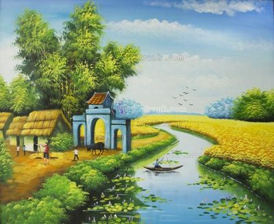 File tranh File tranh đồng quê DQ144 (bản gốc) in lụa 3D