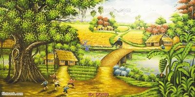 File tranh File tranh đồng quê DQ180 (gốc) in vải canvas