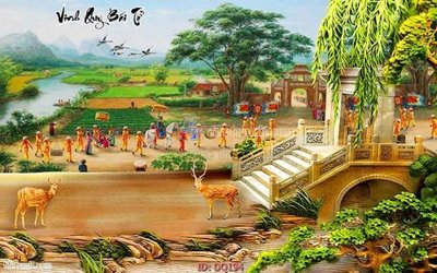 File in trần File tranh đồng quê DQ194 (bản gốc) mây trời