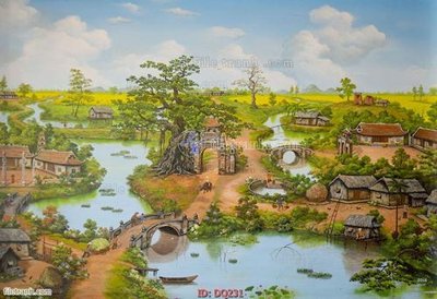 File gốc File tranh đồng quê DQ231 (in lụa) tranh thuận buồm