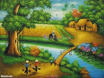 File in trần File tranh đồng quê DQ245 (file gốc) phong thủy