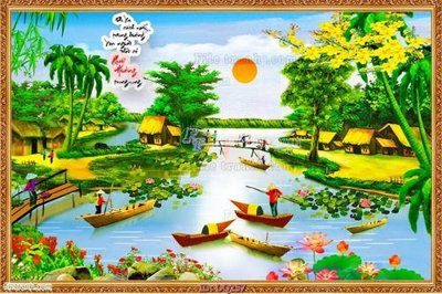 File in trần File tranh đồng quê DQ257 (bản gốc) mây trời