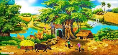 File in trần File tranh đồng quê DQ258 (file gốc) phong thủy